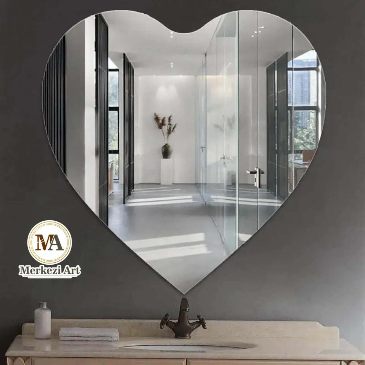 MERKEZI ART ME05 Wall Mirror for Bathroom, Living Room, Bedroom, Makeup Room (24 x 24 Inch, Simple Mirror)