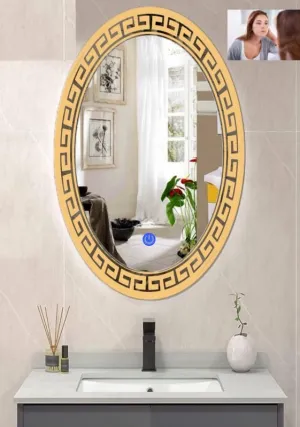 MERKEZI ART Oval Shape Inbuild Led Lights Decorative Wall Mirror for Bathroom, Living Room, Bedroom, Vanity Mirrors, Makeup 24 x 18 Inch (MB01)