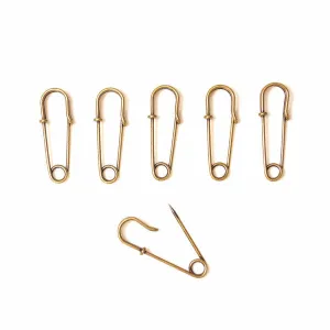 Metal Laundry Pin Style Pins in Antique Brass Finish (Set of 6)