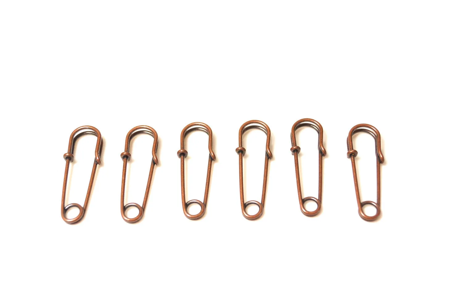 Metal Laundry Pin Style Pins in Antique Copper Finish (Set of 6)