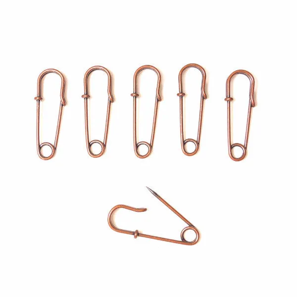 Metal Laundry Pin Style Pins in Antique Copper Finish (Set of 6)