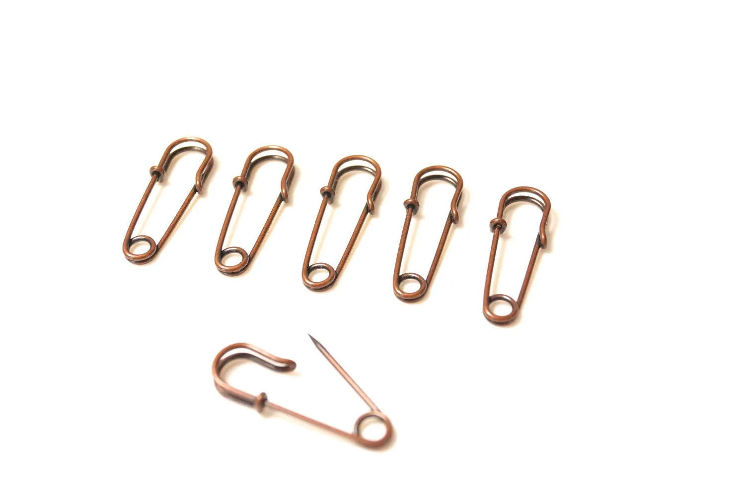 Metal Laundry Pin Style Pins in Antique Copper Finish (Set of 6)