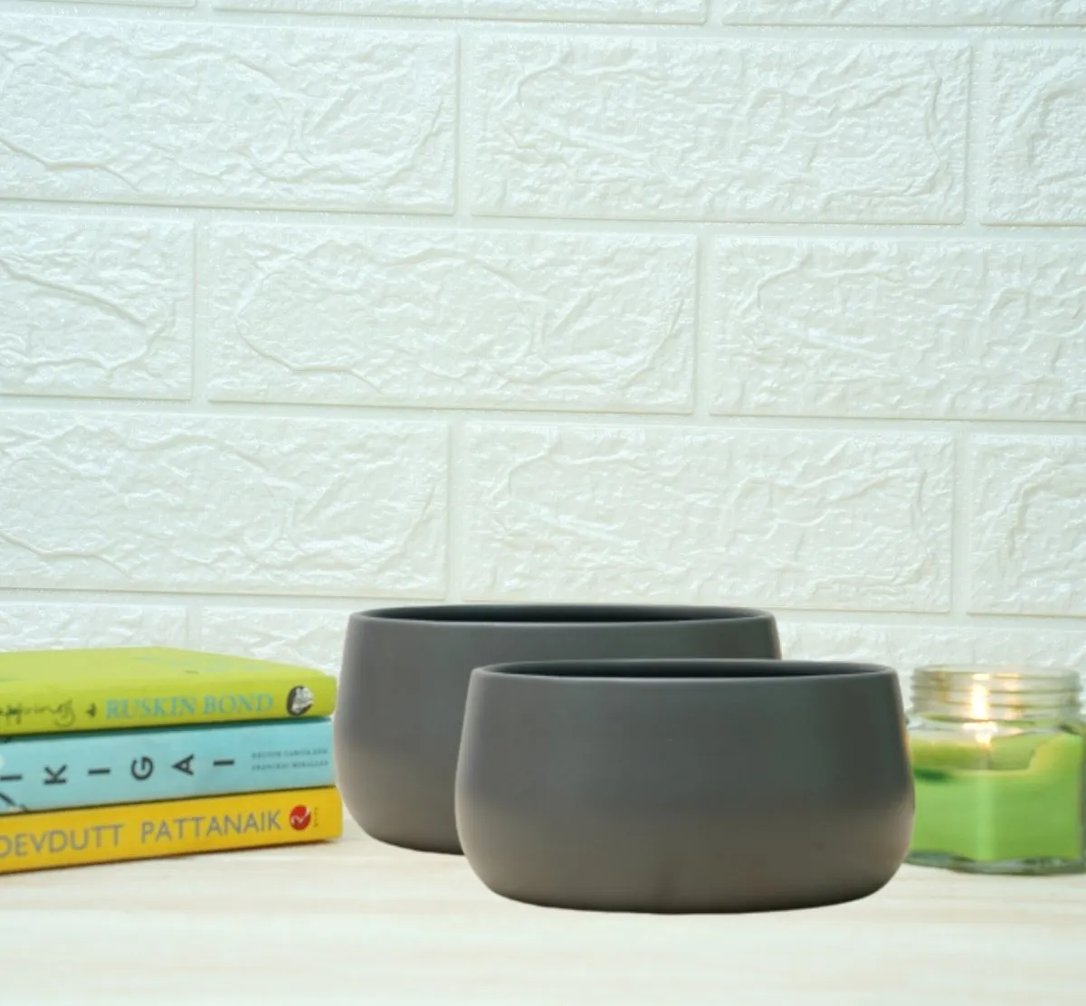Metal Planters For Living Room (Grey, Pack of 2)