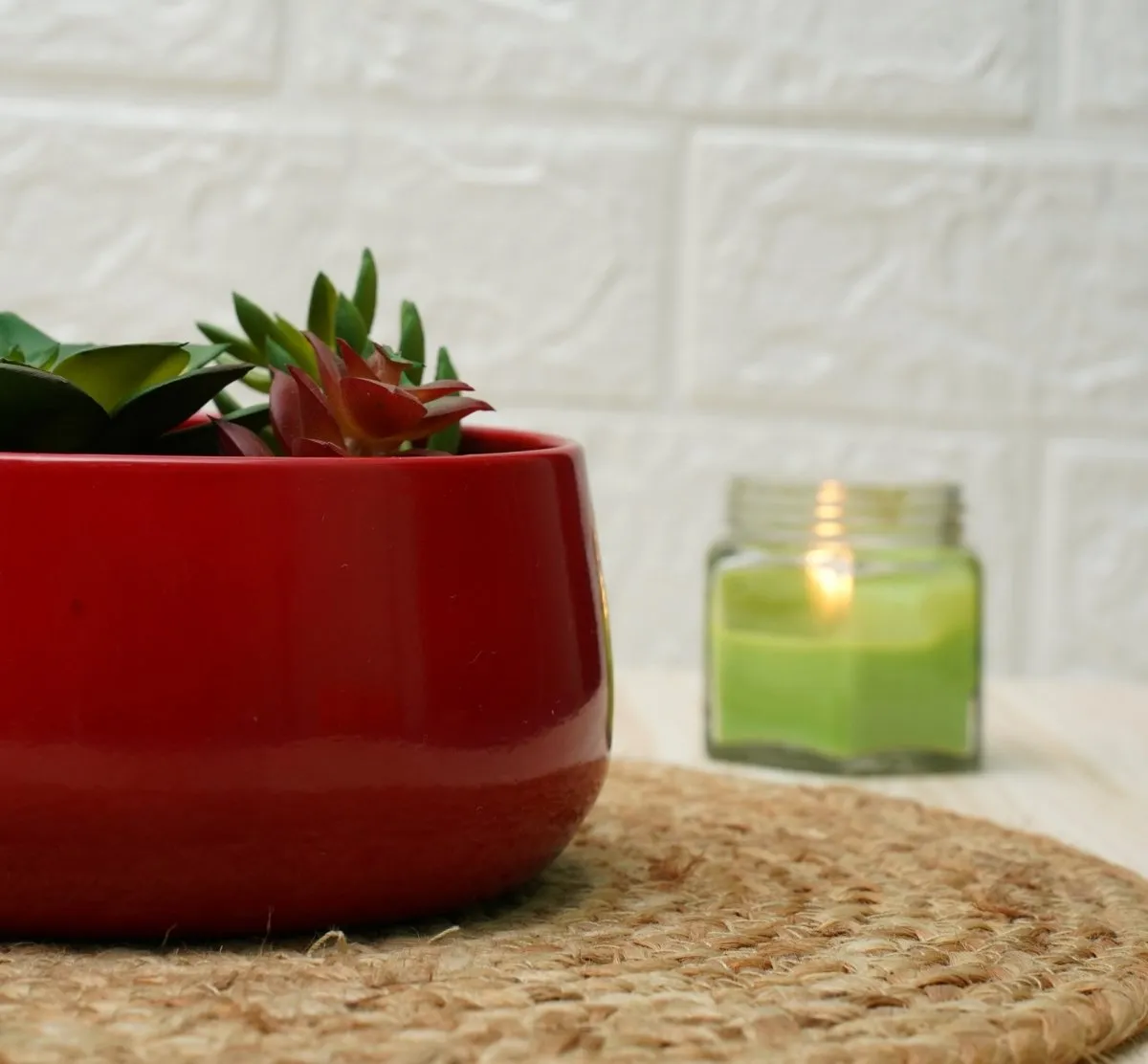 Metal Planters For Living Room (Red, Pack of 2)