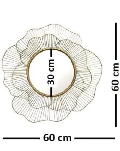 METALMASTERY Metal Sunflower Wall Mirror for Living Room, Dining Hall, Bedroom Reflect Decorative Mirror Add a Touch of Glamour to Your Space (Gold, Framed, Sunburst)