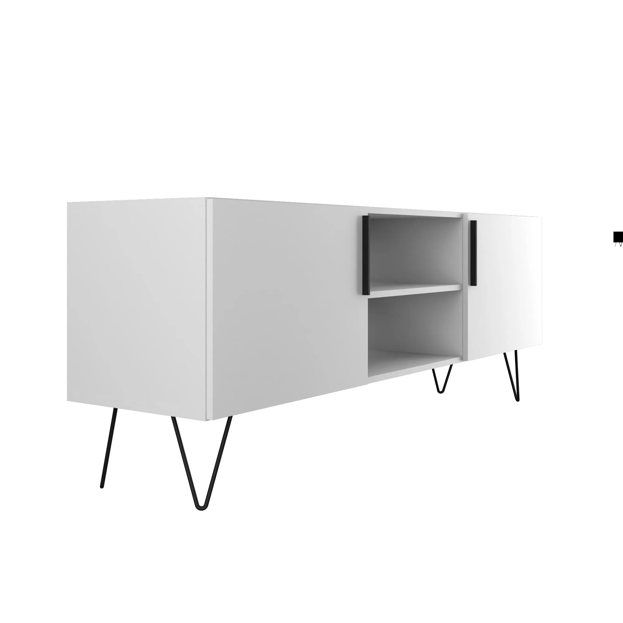 Mid-Century - Modern Nolita 63" TV Stand with 6 Shelves in White
