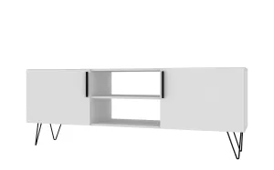 Mid-Century - Modern Nolita 63" TV Stand with 6 Shelves in White