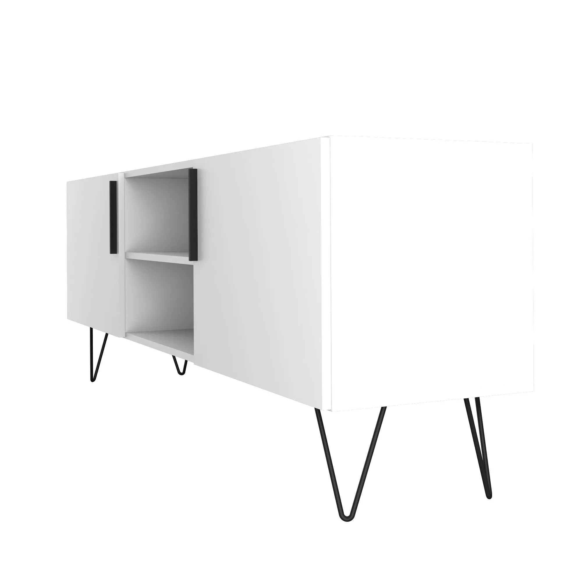 Mid-Century - Modern Nolita 63" TV Stand with 6 Shelves in White