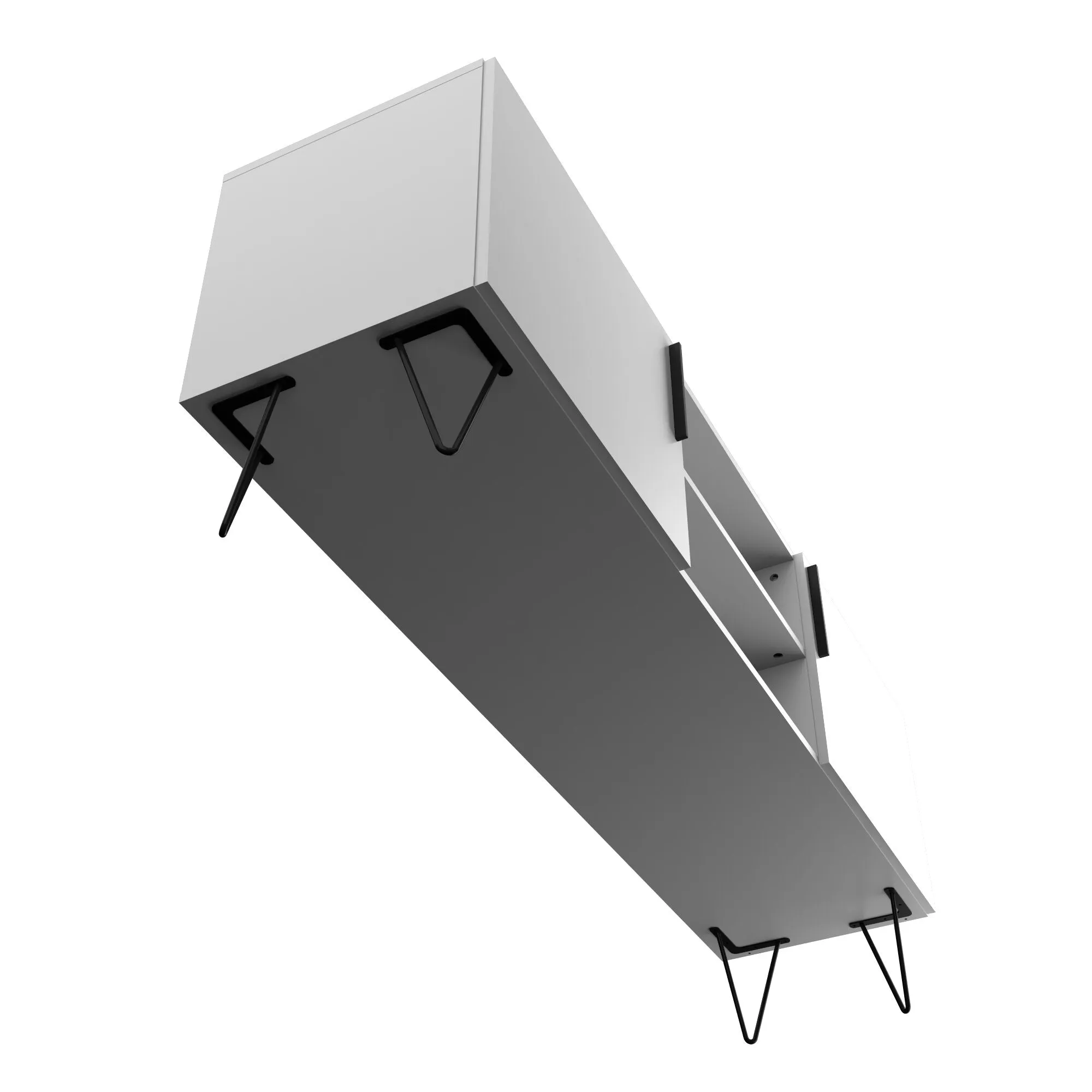 Mid-Century - Modern Nolita 63" TV Stand with 6 Shelves in White