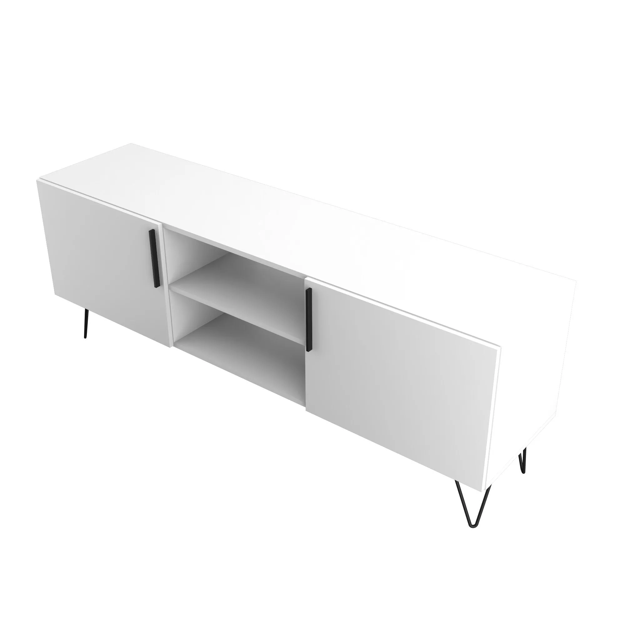 Mid-Century - Modern Nolita 63" TV Stand with 6 Shelves in White