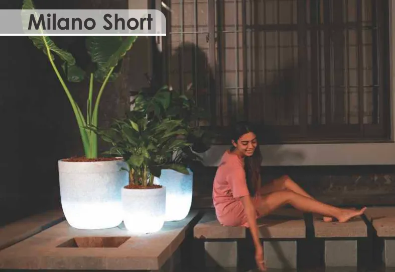 Milano Short Planter With/Without Illumination For Indoor Or Outdoor By Harshdeep - 1 Pc