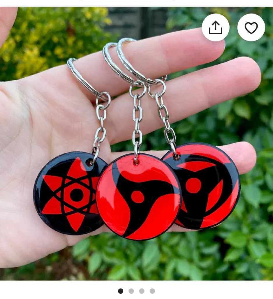 Naruto Anime | Sharingan Crystal 3D Model C | Metal Keychain