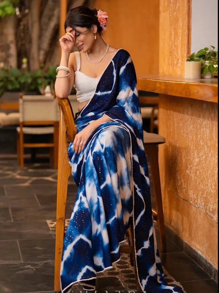 NAVY BLUE SHIBORI GEORGETTE SAREE