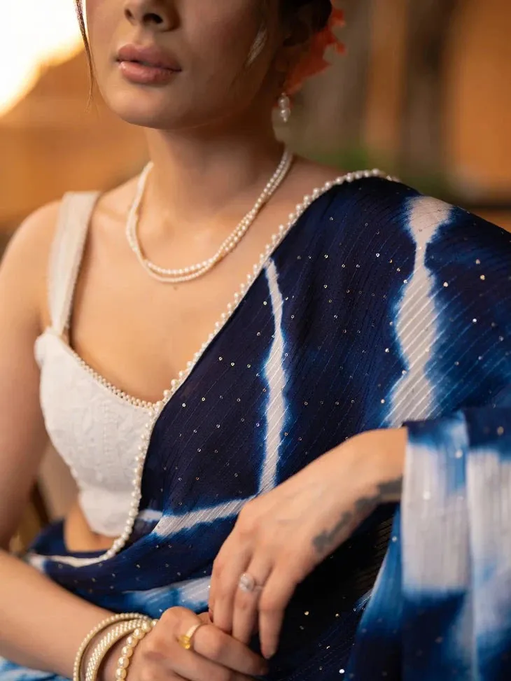 NAVY BLUE SHIBORI GEORGETTE SAREE