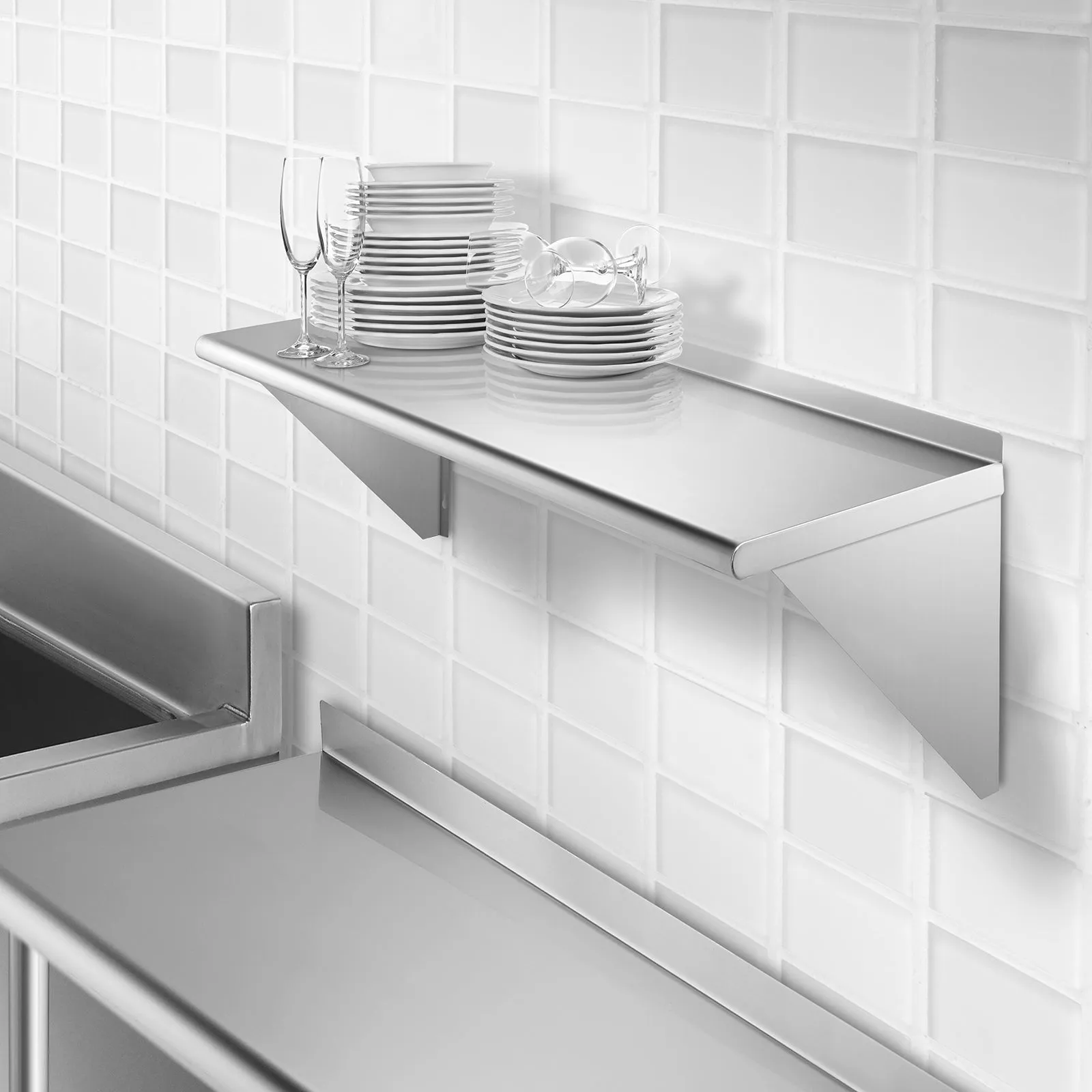 NSF Stainless Steel Wall-Mount Shelf 16 Gauge