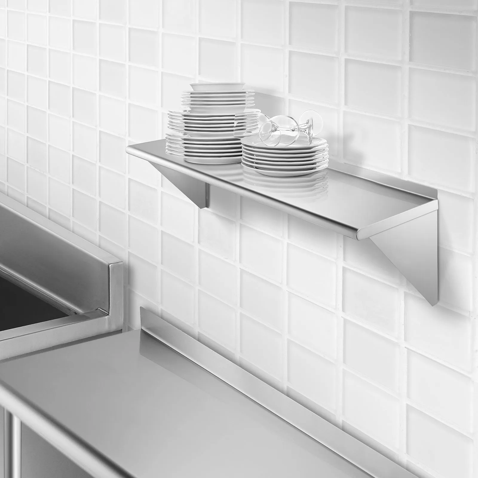 NSF Stainless Steel Wall-Mount Shelf 16 Gauge