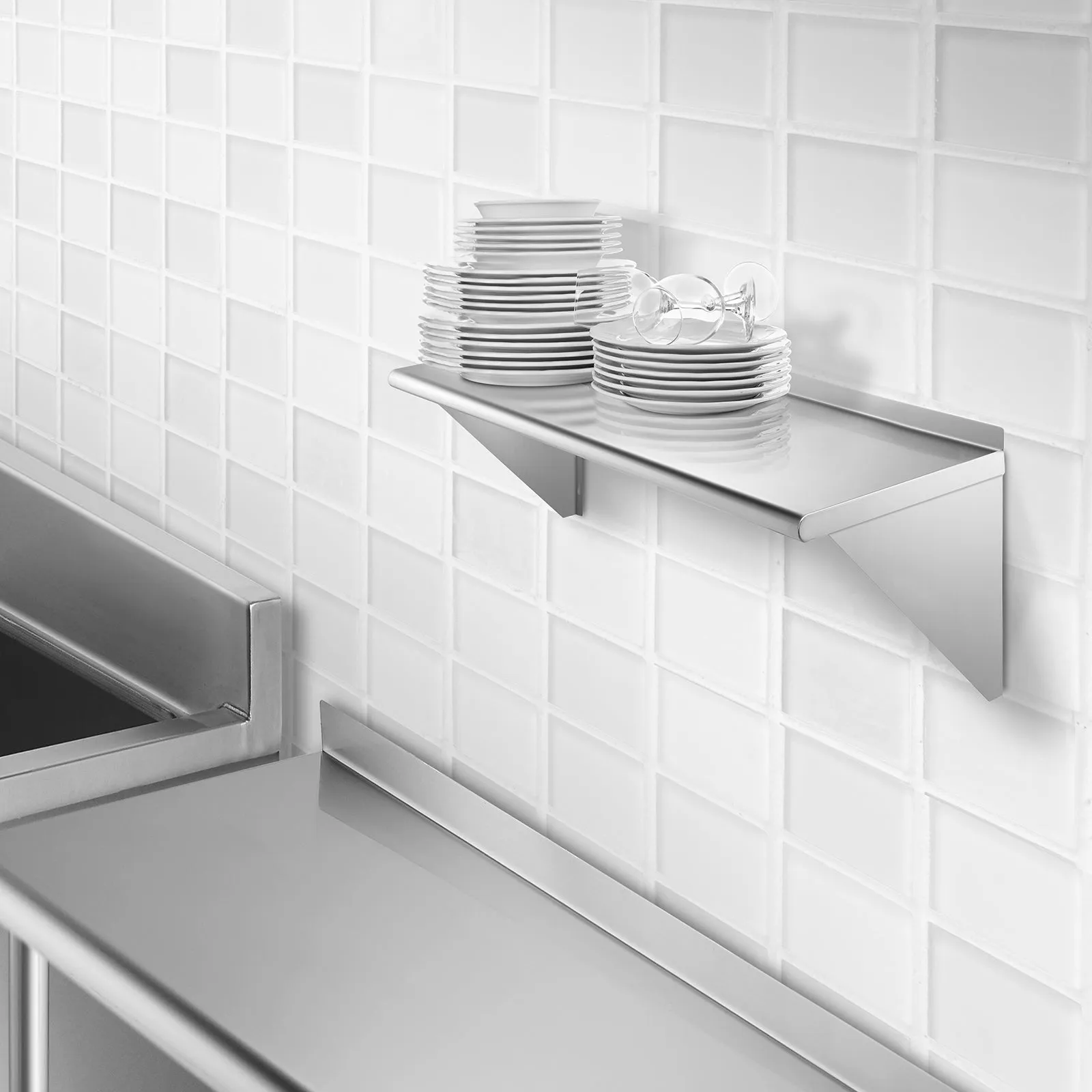 NSF Stainless Steel Wall-Mount Shelf 16 Gauge