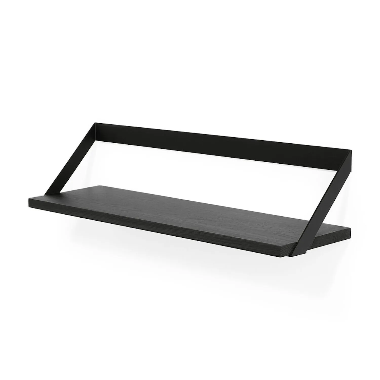 Oak Ribbon Black Shelf - Varnished