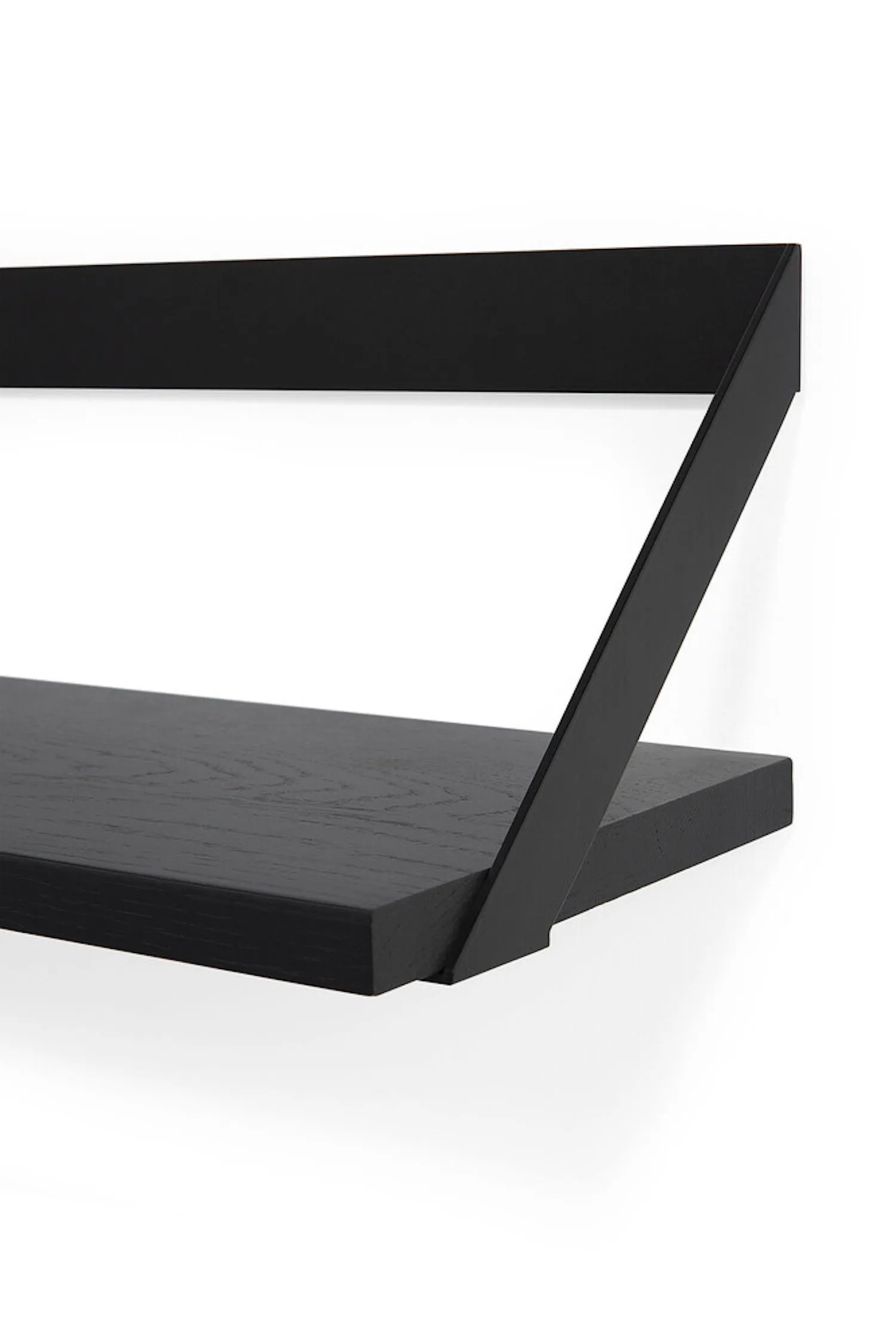 Oak Ribbon Black Shelf - Varnished