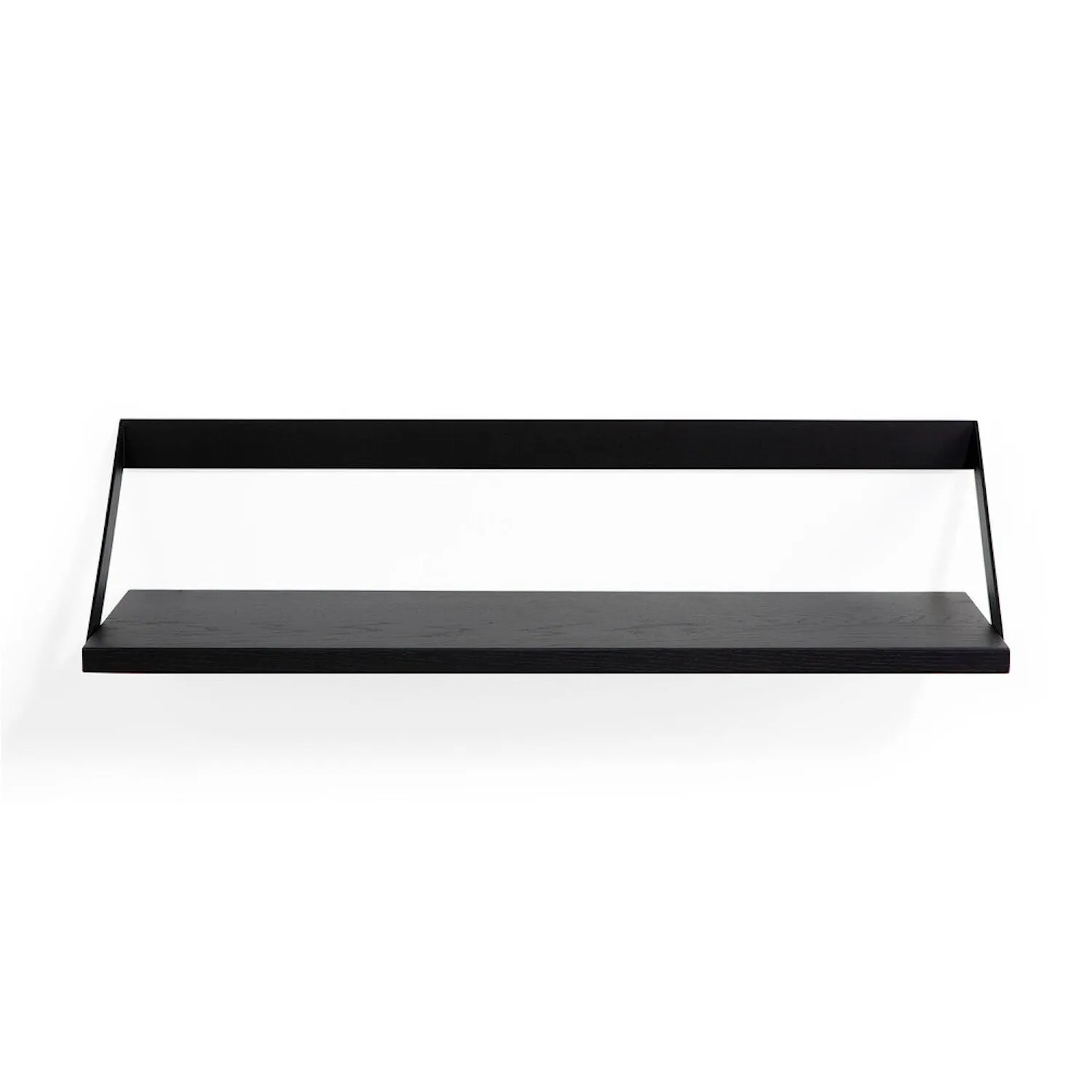 Oak Ribbon Black Shelf - Varnished