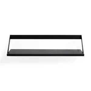 Oak Ribbon Black Shelf - Varnished