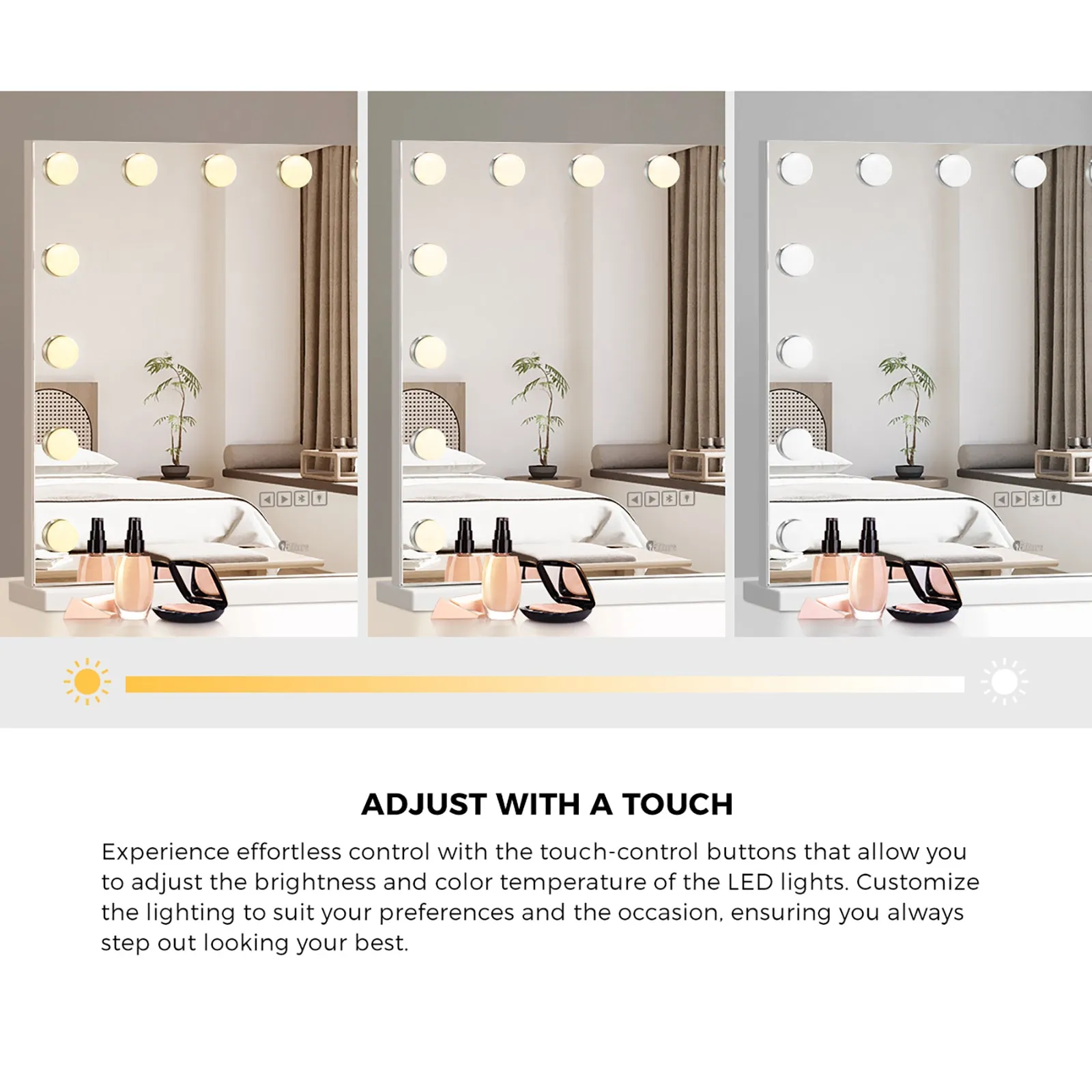 Oikiture Hollywood Mirrors Makeup Magnifying Mirror Bluetooth with LED Lights