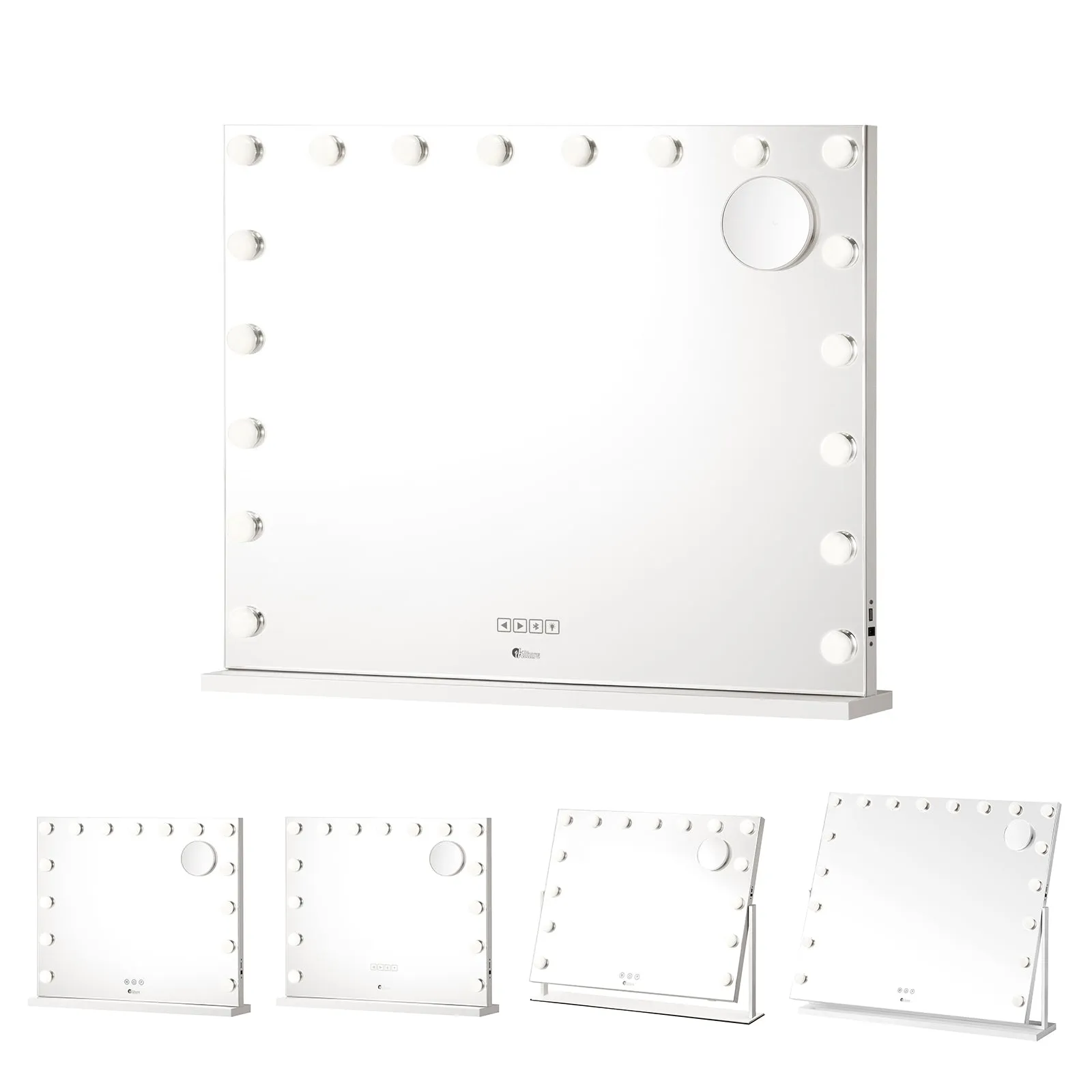 Oikiture Hollywood Mirrors Makeup Magnifying Mirror Bluetooth with LED Lights
