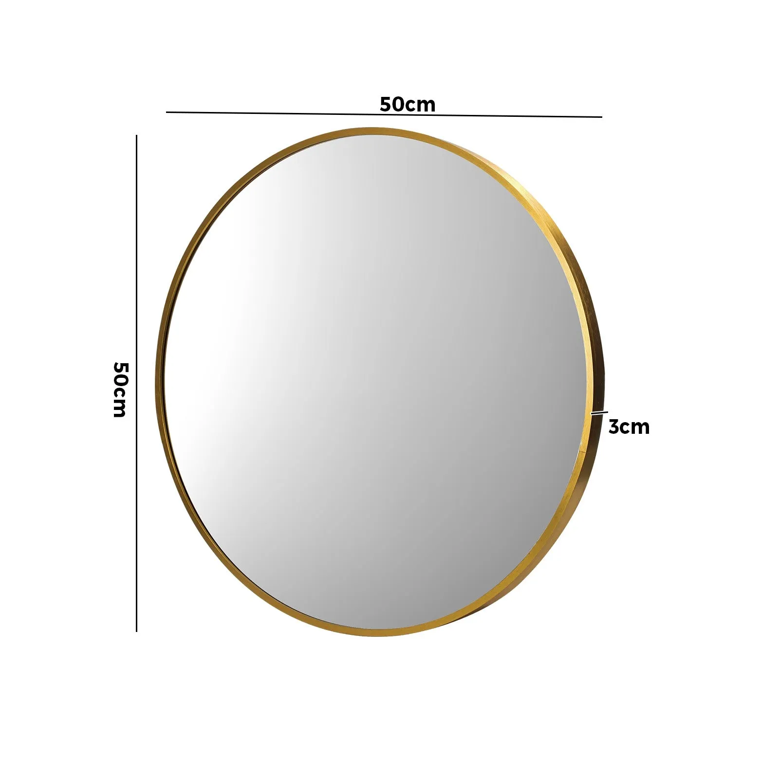 Oikiture Wall Mirrors Round Makeup Mirror Vanity Home Decro 50cm Gold Bedroom