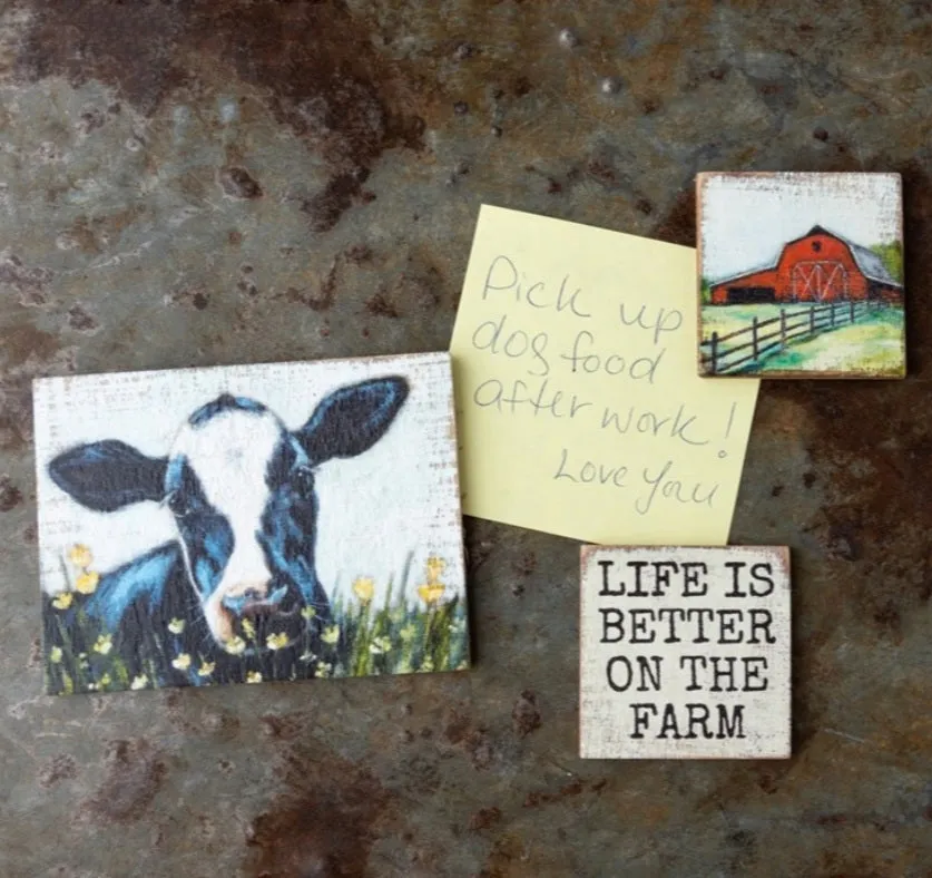 On the farm memo magnet set