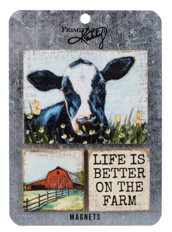 On the farm memo magnet set