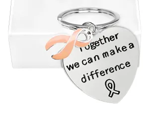 Peach Ribbon Big Heart Key Chains