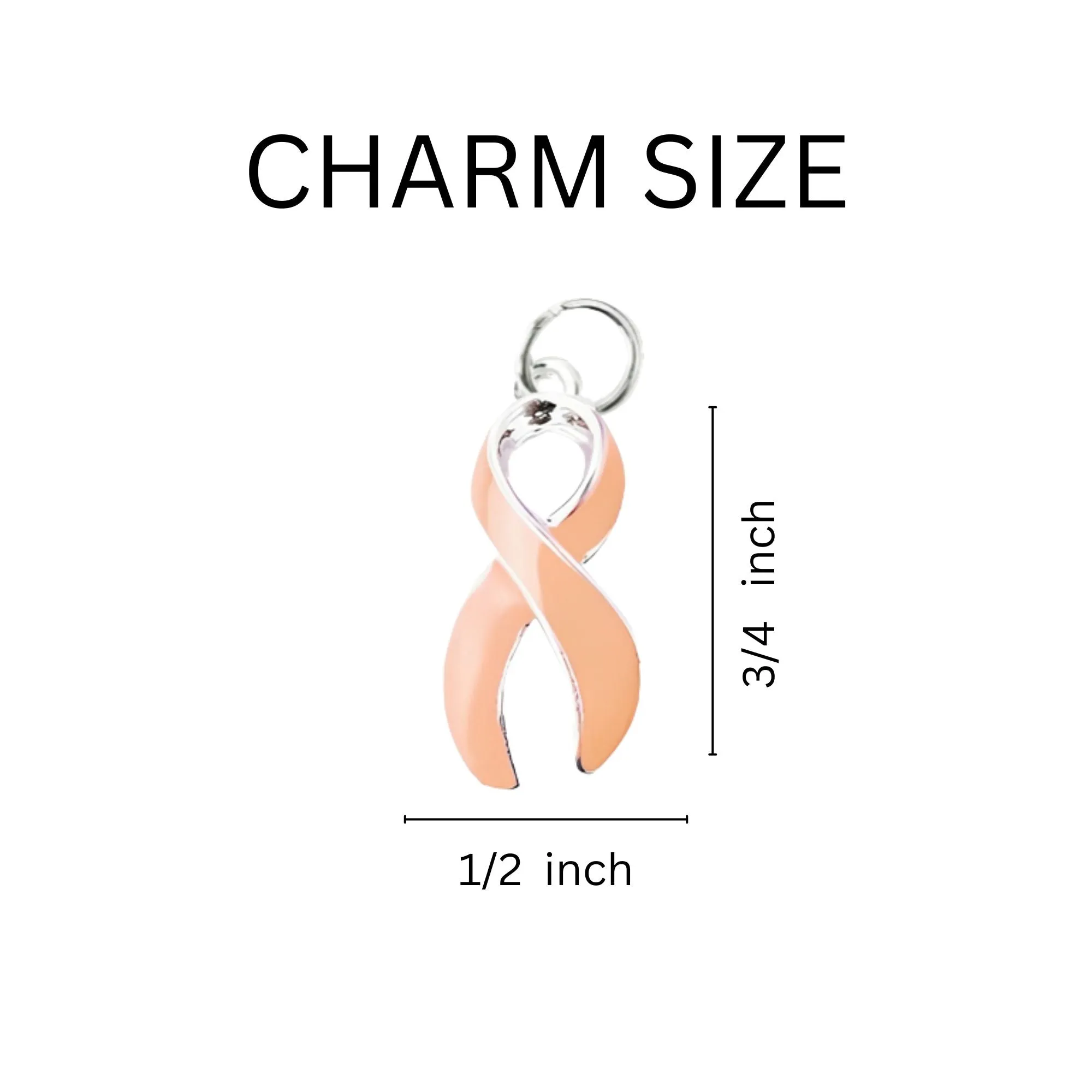 Peach Ribbon Big Heart Key Chains