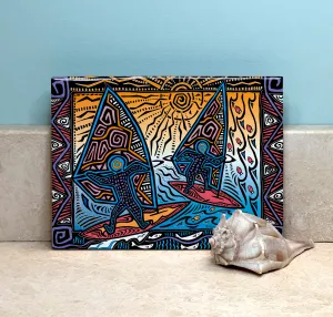 Primitive Windsurfers Ceramic Tile