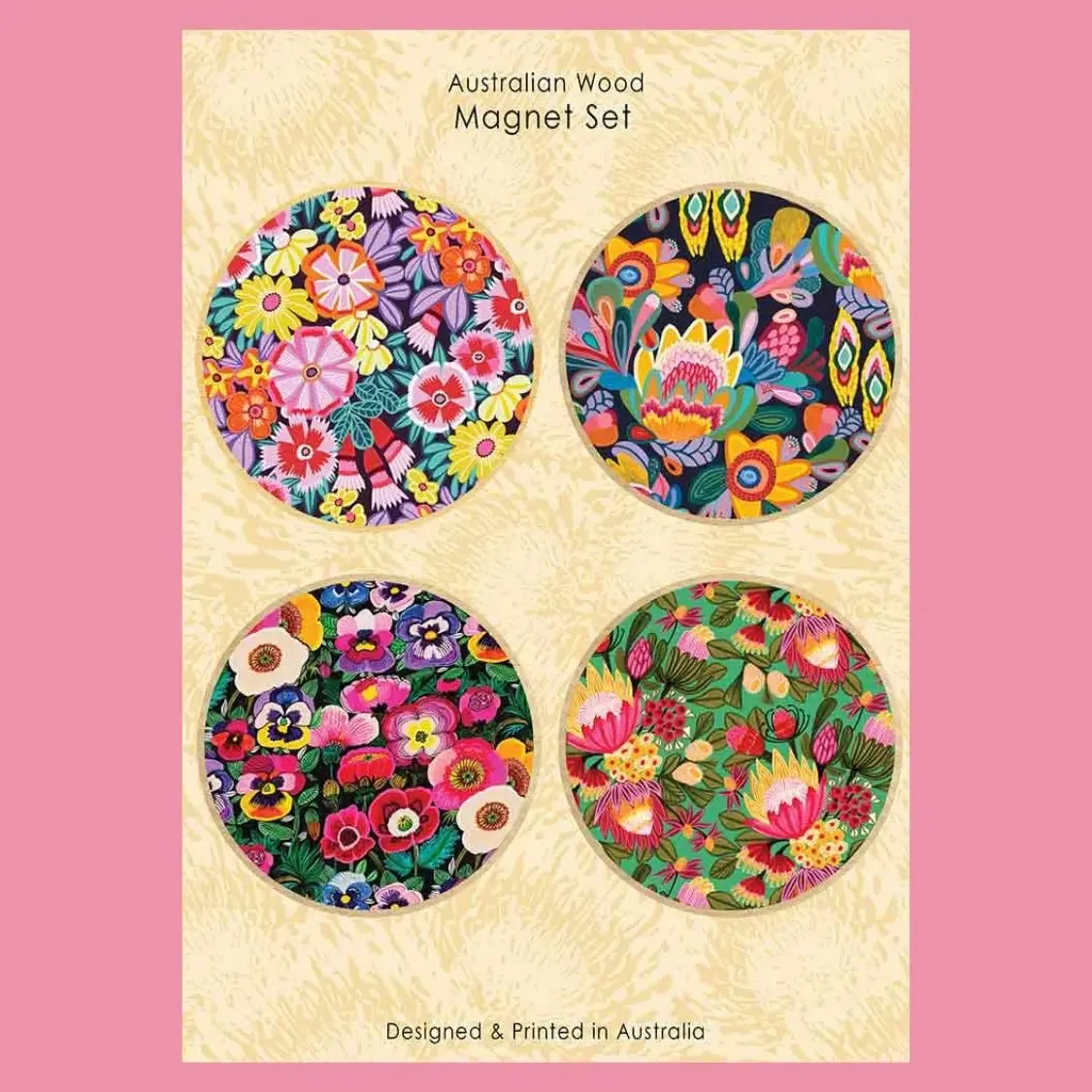 Protea & Pansy Flowers Magnet Set