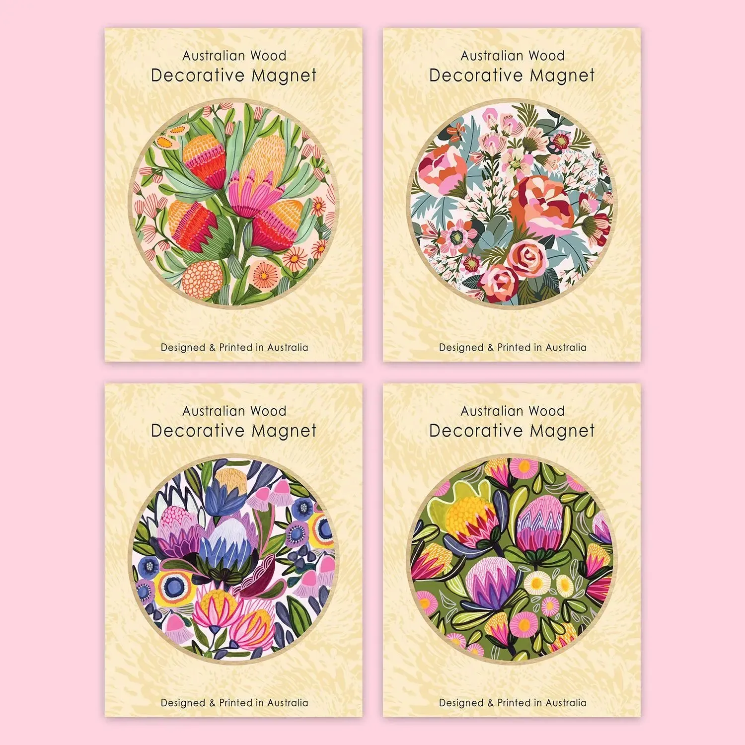 Proteas & Gum Blossoms Magnet Set