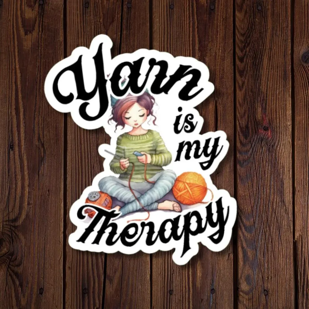 R J Designs Vinyl Sticker - Yarn Is My Therapy