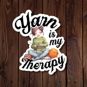 R J Designs Vinyl Sticker - Yarn Is My Therapy
