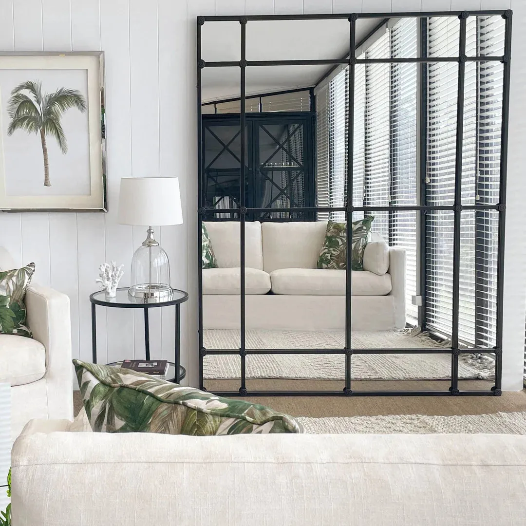 Rectangular Black 16 Pane mirror