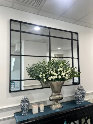 Rectangular Black 16 Pane mirror