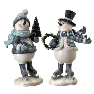 Regency International 10" Resin Skating Snowman Tree/Wreath, Set of 2 Assortment