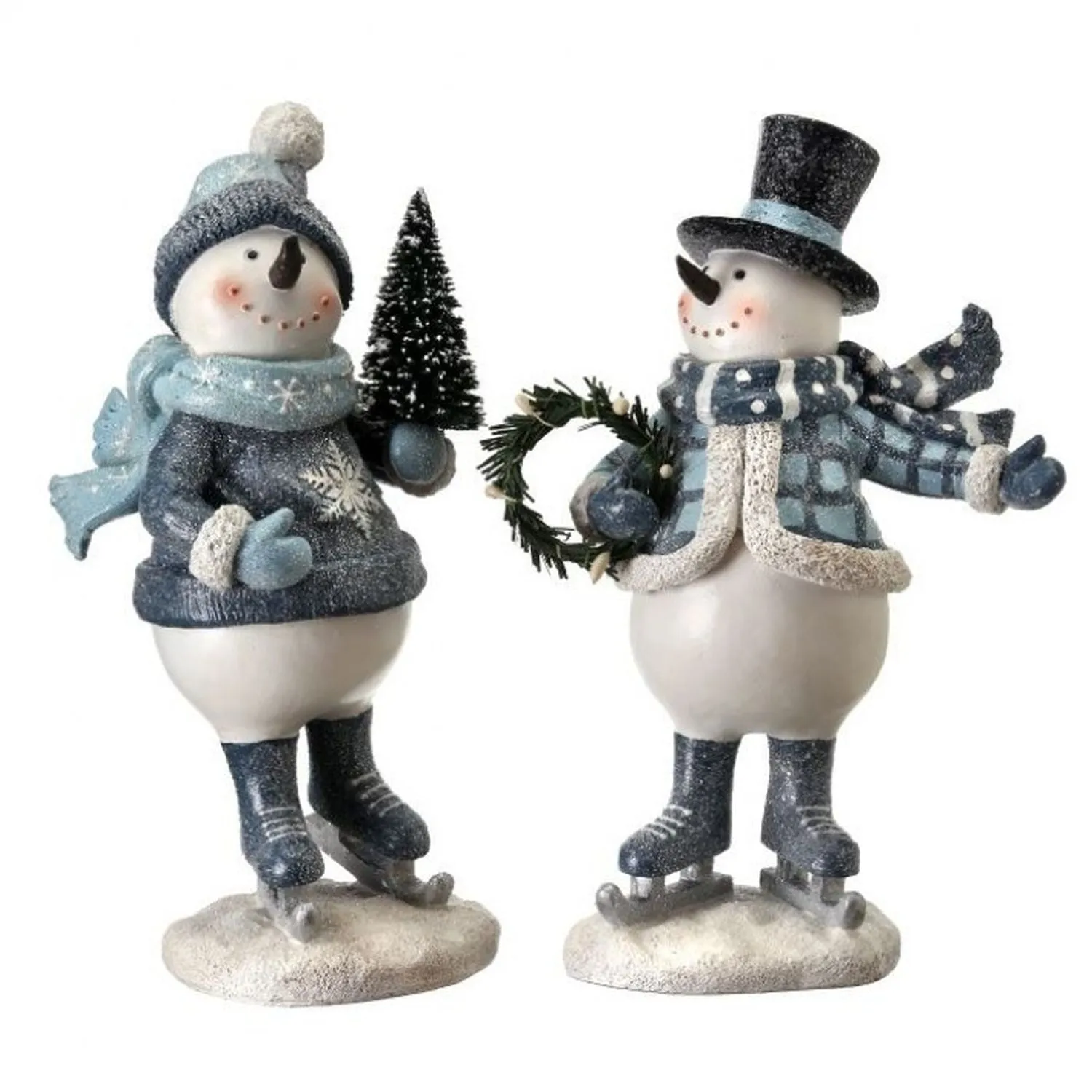 Regency International 10" Resin Skating Snowman Tree/Wreath, Set of 2 Assortment