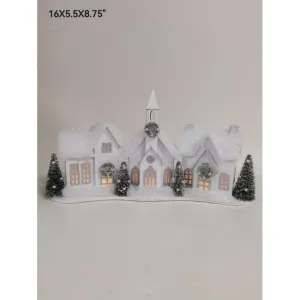 Regency International 16"LED/Battery/Timer Cardboard Snowy Village