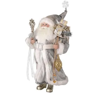 Regency International 18" Fabric/Resin Wintery Santa with Staff