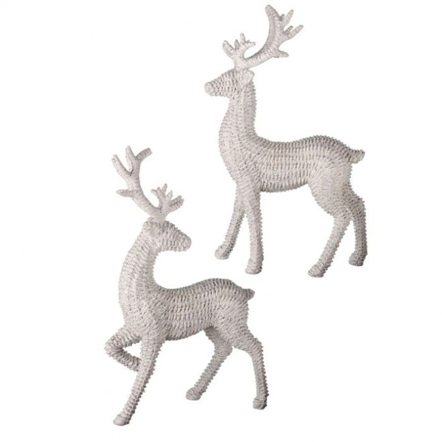 Regency International 18" Resin Frosted White Rattan Deer, Set of 2 Assortment