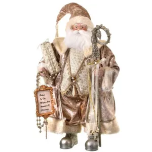 Regency International 28" Vintage Champagne Santa with Plaque & Staff