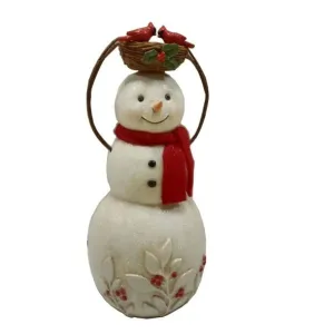 Regency International 9" Paper Pulp Snowman with Etched Berry/ Cradle Basket