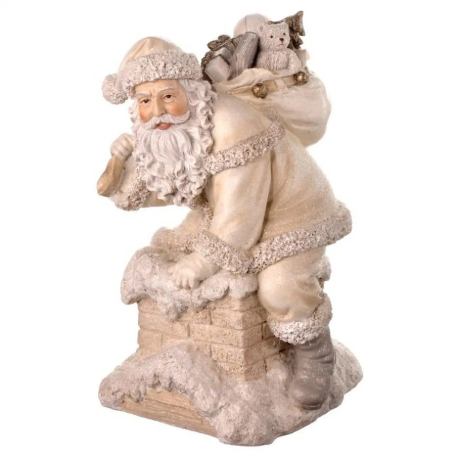 Regency International 9" Resin Winter White Santa on Chimney