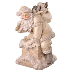 Regency International 9" Resin Winter White Santa on Chimney