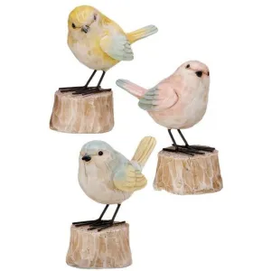 Regency International Resin and Metal Spring Bird on Stump 6", S/3, Assortment