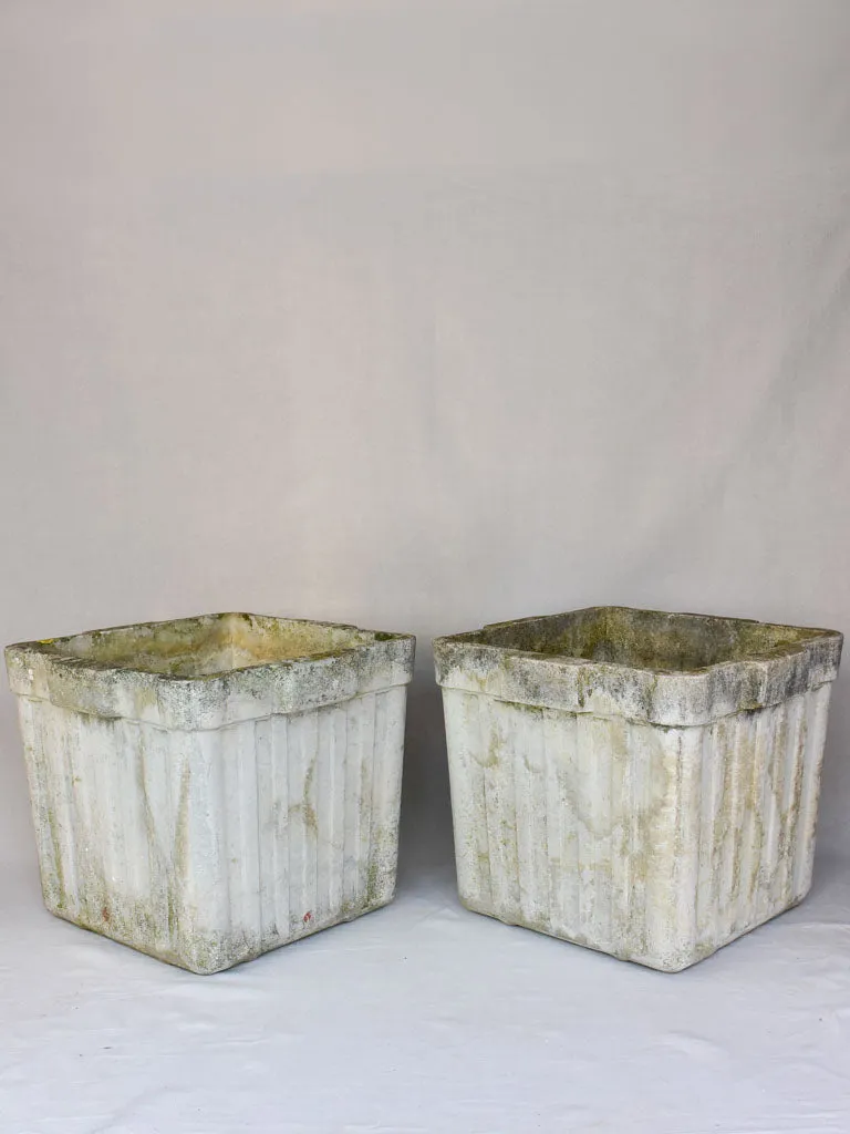 RESERVED AM Pair of large square Willy Guhl garden planters 23¾"